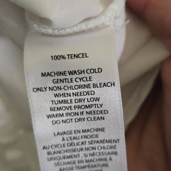 Beachlunchlounge White Isobel Tencel Puff Sleeve Button-Down Shirt Size L - Picture 6 of 7